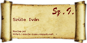 Szüle Iván névjegykártya